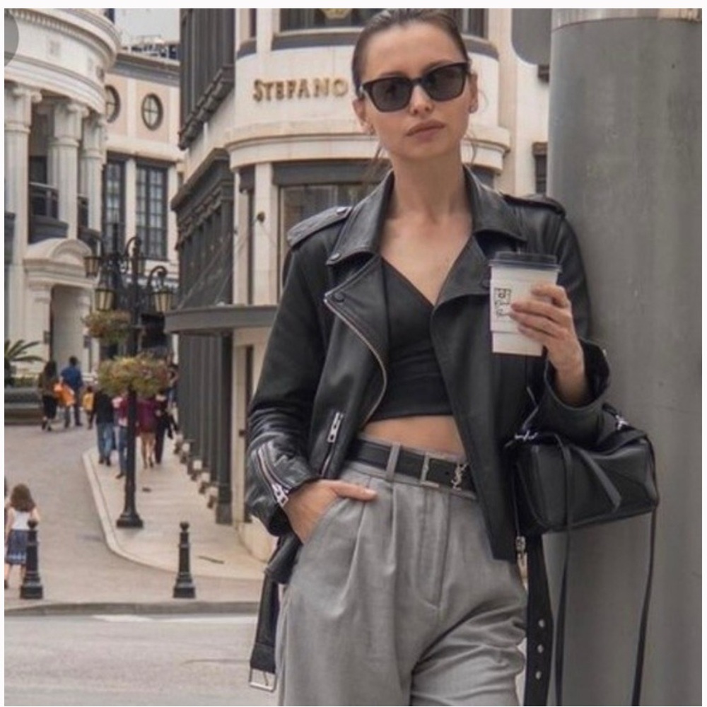Belle Vere Leather Moto Jacket Size L - Picture 2 of 16